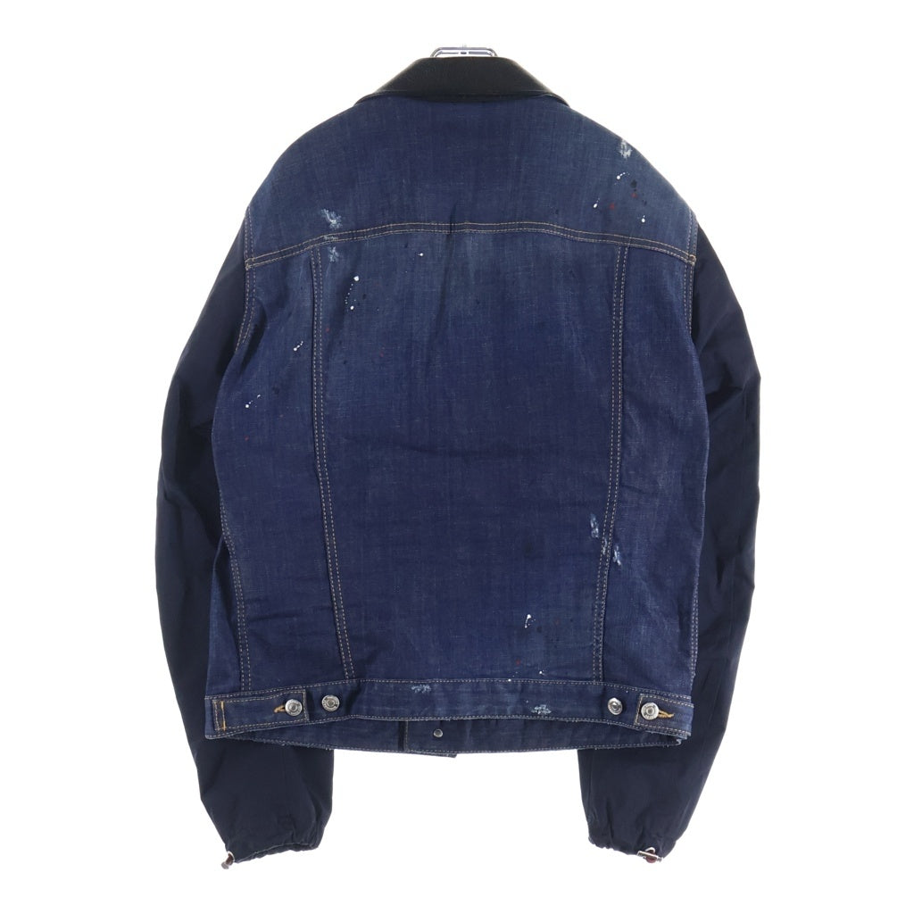 DSQUARED2(ディースクエアード) ナイロン切り替え フロントワッペン デニムトラッカージャケット インディゴ S74AM0733