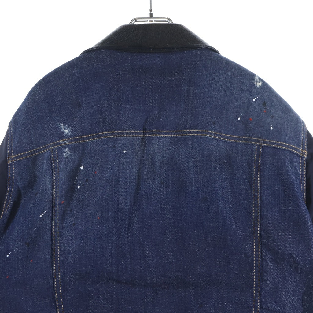 DSQUARED2(ディースクエアード) ナイロン切り替え フロントワッペン デニムトラッカージャケット インディゴ S74AM0733