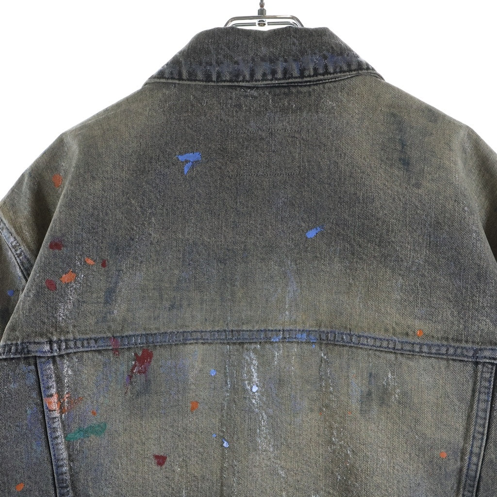 we11done(ウェルダン) BLACK GLOSS COATED PAINTED JACKET グラフィティ・スプラッターデザイン デニムジャケット ブラック/マルチカラー WD-DJ2-25-313-U-BK