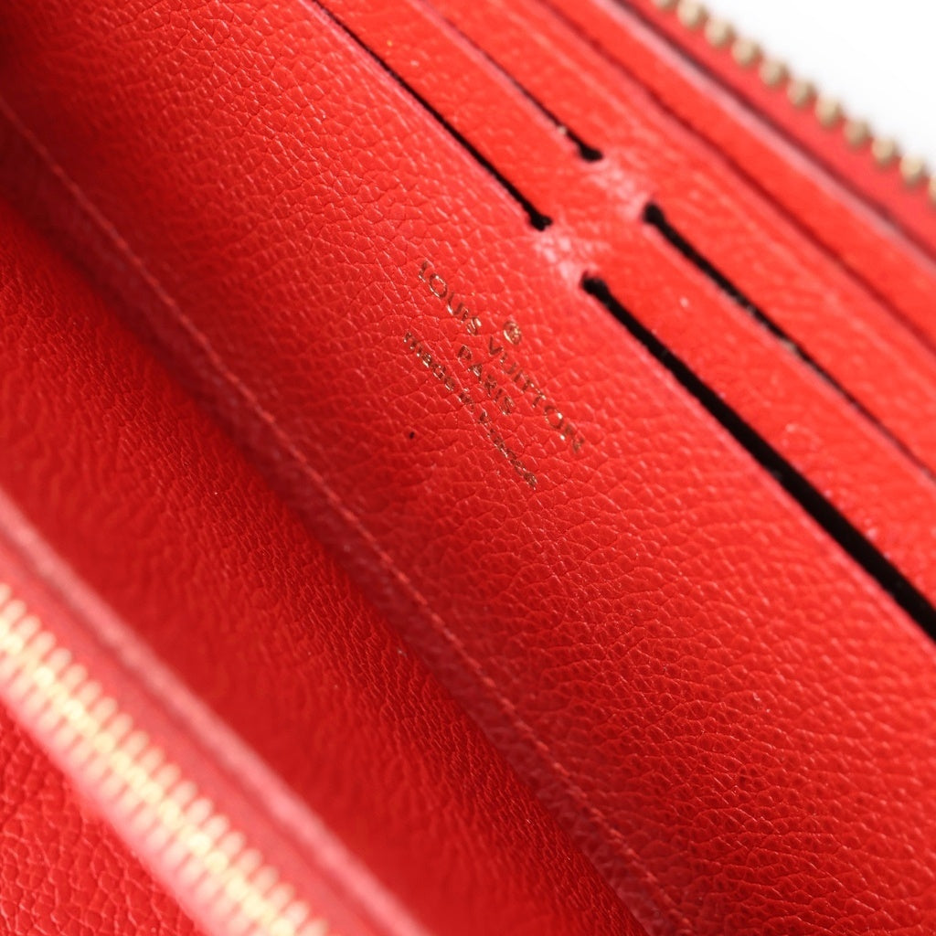 LOUIS VUITTON(ルイヴィトン) モノグラム・アンプラント ポルトフォイユクレマンス ラウンドジップレザーウォレット ネイビー/レッド M68325 レディース
