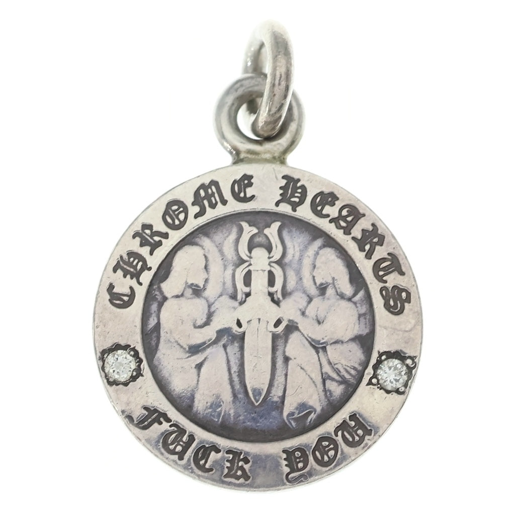 CHROME HEARTS(クロムハーツ) CHRM ANGL MDL V1 2P/AFT DIA エンジェルメダルチャーム ペンダントトップ アフターダイヤ シルバー