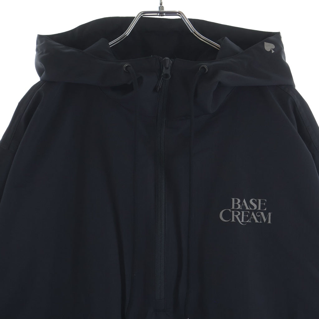 NO BRAND(ノーブランド) ×Anti Social Club REFLECTIVE LOGO HALF-ZIP ANORAK JACKET リフレクティブ ロゴ ハーフジップアノラックナイロンジャケット BC25ATANK01BK