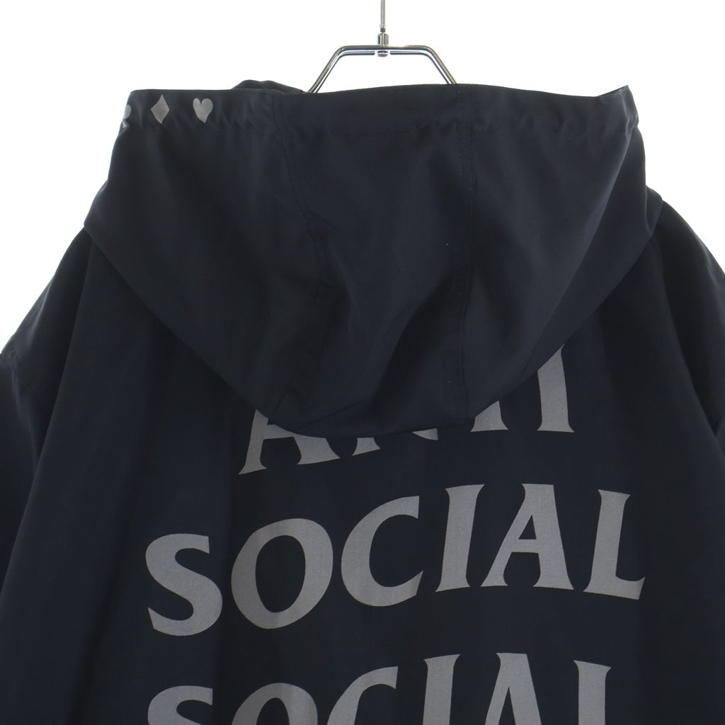 NO BRAND(ノーブランド) ×Anti Social Club REFLECTIVE LOGO HALF-ZIP ANORAK JACKET リフレクティブ ロゴ ハーフジップアノラックナイロンジャケット BC25ATANK01BK