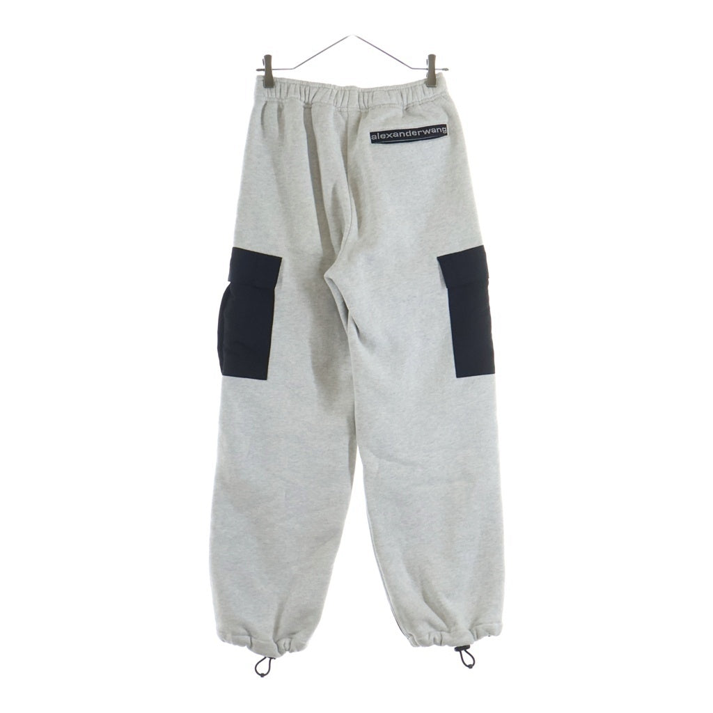 ALEXANDER WANG(アレキサンダーワン) HYBRID CARGO PANT ハイブリッド素材切替デザインカーゴスウェットパンツ ブラック/グレー -