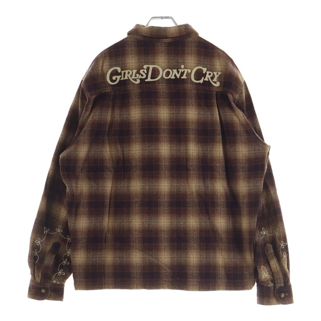 Girls Don't Cry(ガールズドントクライ) xCherry Los Angeles Western Flannel Shirt Brown xチェリーロサンゼルス ウエスタンボタンダウン長袖フランネルシャツ ブラウン ‐