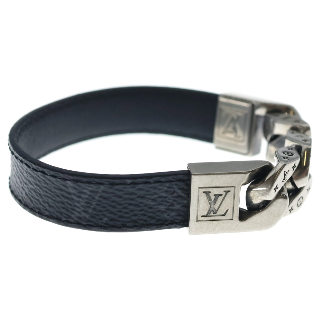 LOUIS VUITTON(ルイヴィトン) モノグラム・エクリプス ブラスレ・モノチェーン レザーチェーンブレスレット ブラック/シルバー