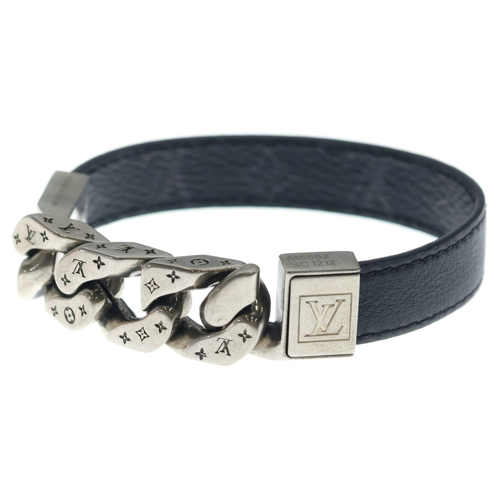 LOUIS VUITTON(ルイヴィトン) モノグラム・エクリプス ブラスレ・モノチェーン レザーチェーンブレスレット ブラック/シルバー