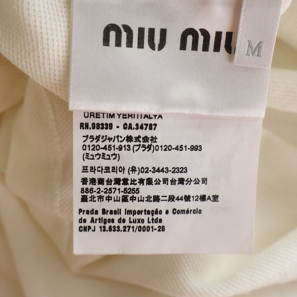 miumiu(ミュウミュウ) コットンピケ フロントロゴ刺繍 半袖ポロシャツ ホワイト MJN535 S000 14RW レディース