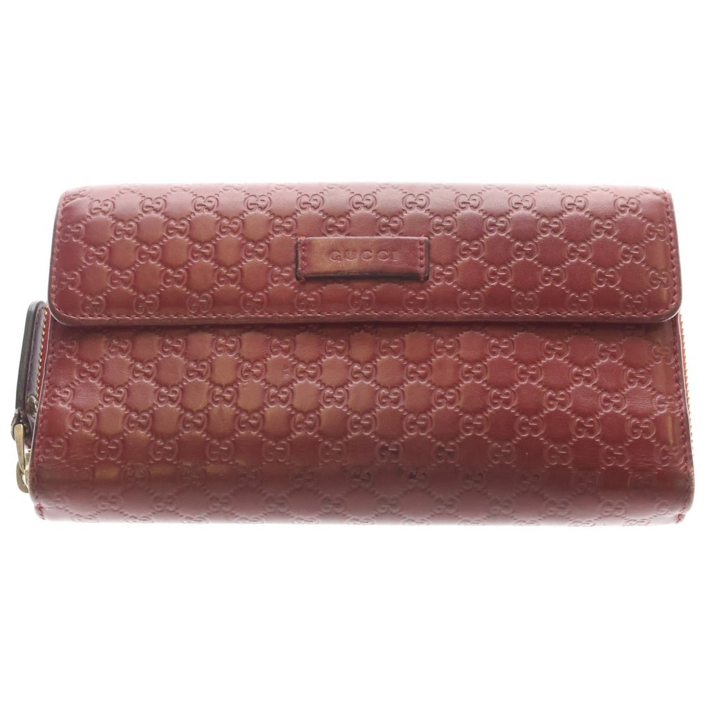 GUCCI(グッチ) マイクロGGシマ ラウンドファスナーレザーウォレット レッド 449364 2149 レディース