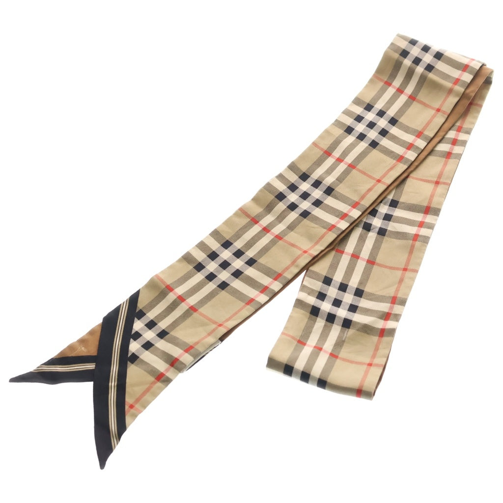 BURBERRY(バーバリー) ノバチェック シルクツイルスカーフ ブラウン -