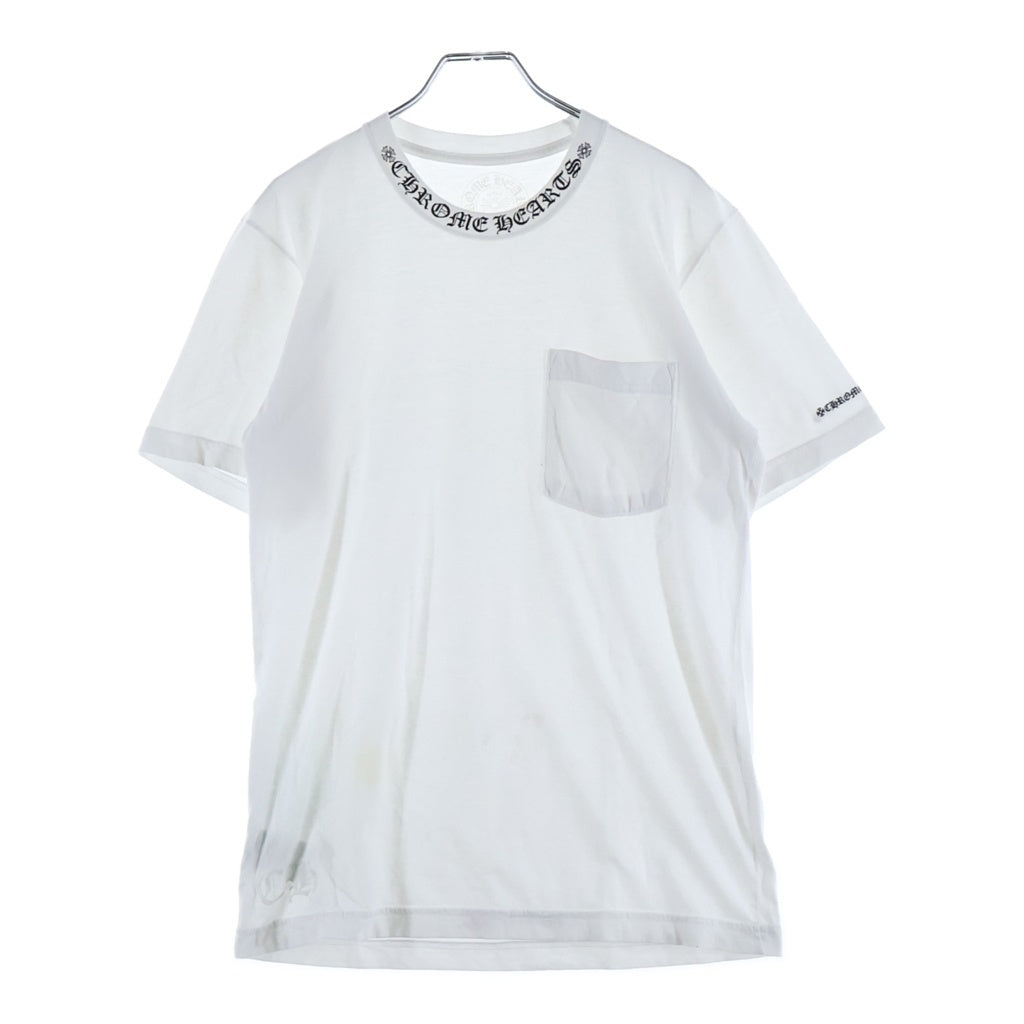 CHROME HEARTS(クロムハーツ) Neck Logo ネックロゴ クルーネック半袖Tシャツカットソー ホワイト