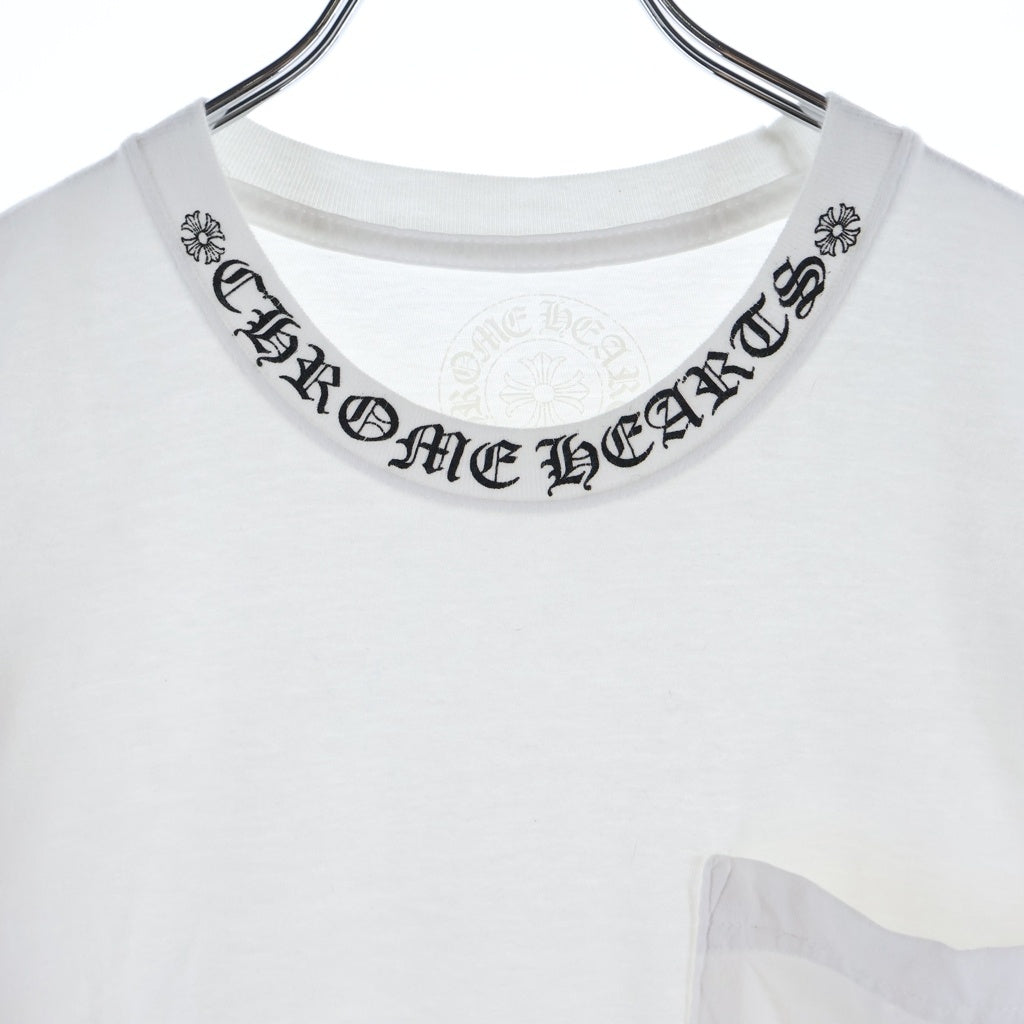 CHROME HEARTS(クロムハーツ) Neck Logo ネックロゴ クルーネック半袖Tシャツカットソー ホワイト