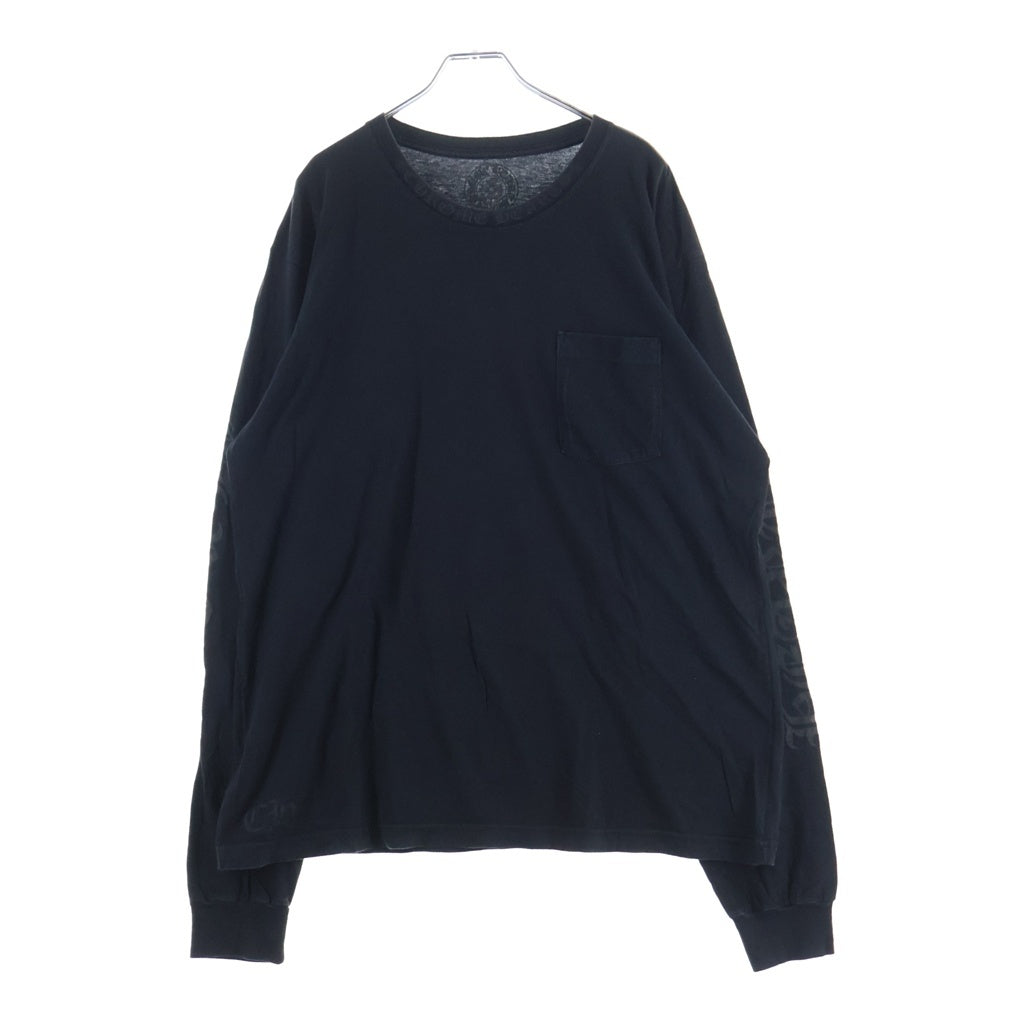 CHROME HEARTS(クロムハーツ) Neck Logo ネックロゴ アームロゴプリント クルーネック長袖Tシャツカットソー ブラック