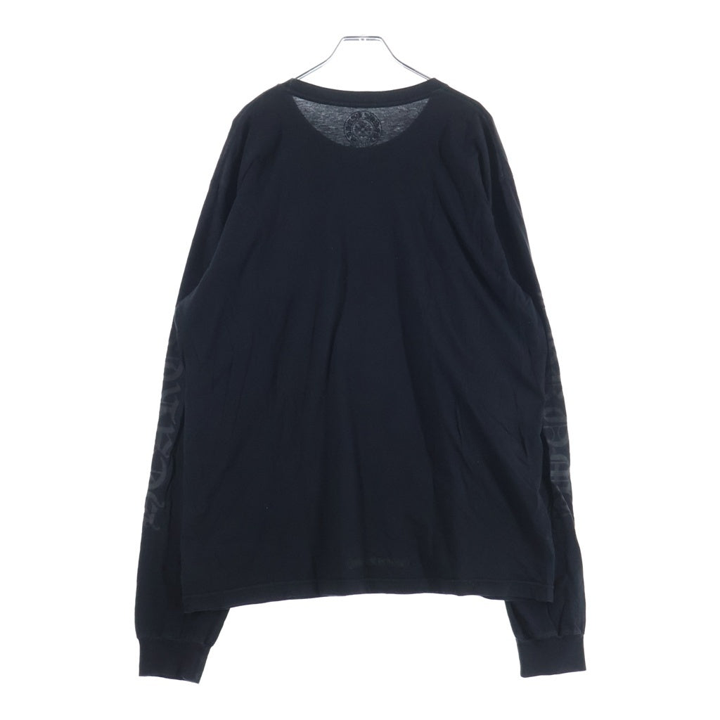 CHROME HEARTS(クロムハーツ) Neck Logo ネックロゴ アームロゴプリント クルーネック長袖Tシャツカットソー ブラック