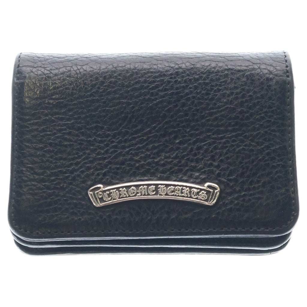 CHROME HEARTS(クロムハーツ) 3POCKET CARD CASE スクロールラベル 3ポケット レザーカードケース ブラック
