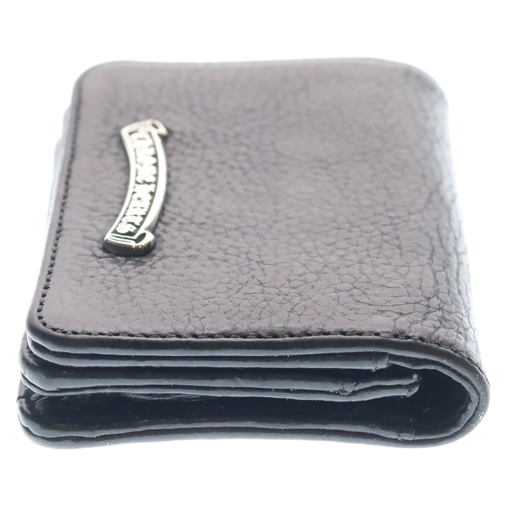 CHROME HEARTS(クロムハーツ) 3POCKET CARD CASE スクロールラベル 3ポケット レザーカードケース ブラック