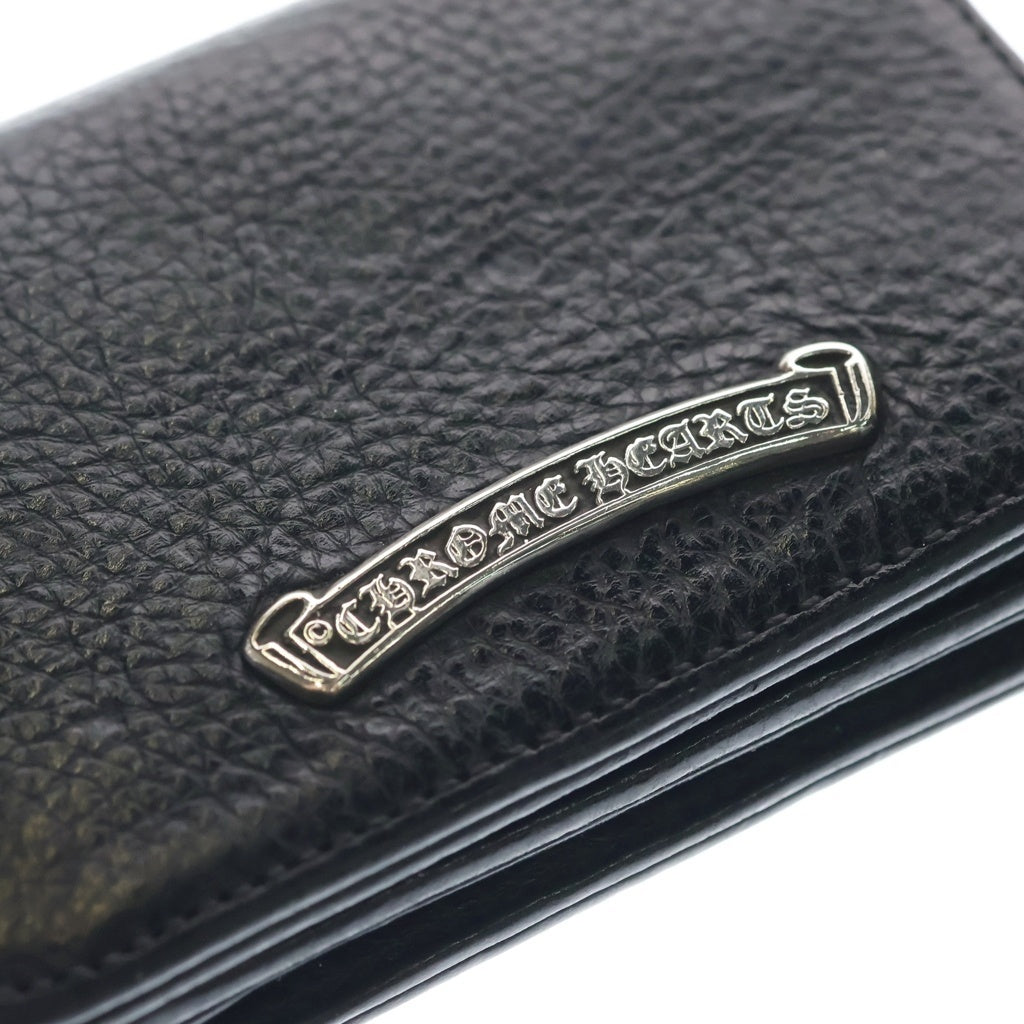 CHROME HEARTS(クロムハーツ) 3POCKET CARD CASE スクロールラベル 3ポケット レザーカードケース ブラック