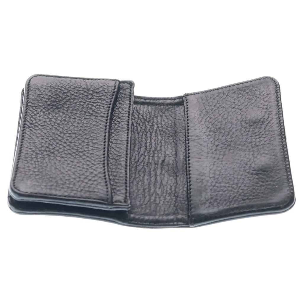 CHROME HEARTS(クロムハーツ) 3POCKET CARD CASE スクロールラベル 3ポケット レザーカードケース ブラック
