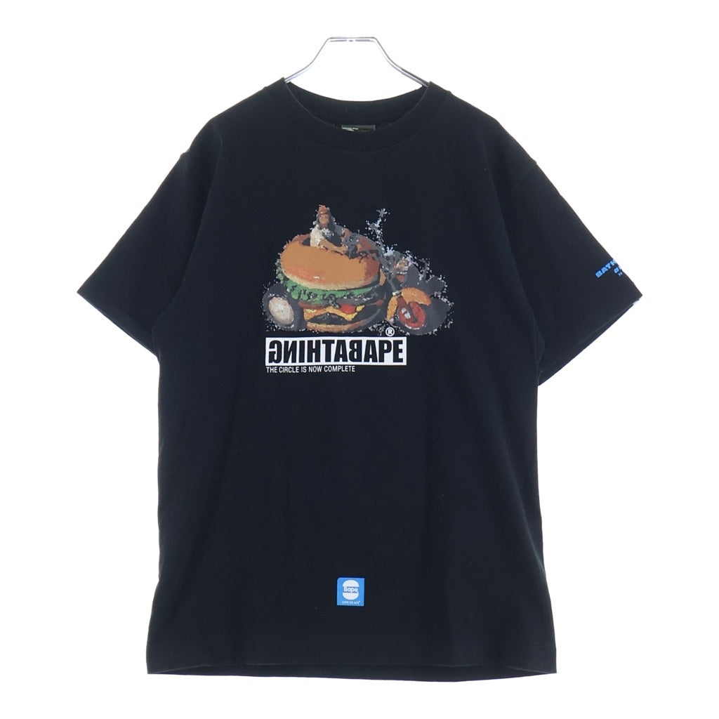 A BATHING APE(アベイシングエイプ) 90S BURGER TEE バーガープリント クルーネック半袖Tシャツカットソー ブラック