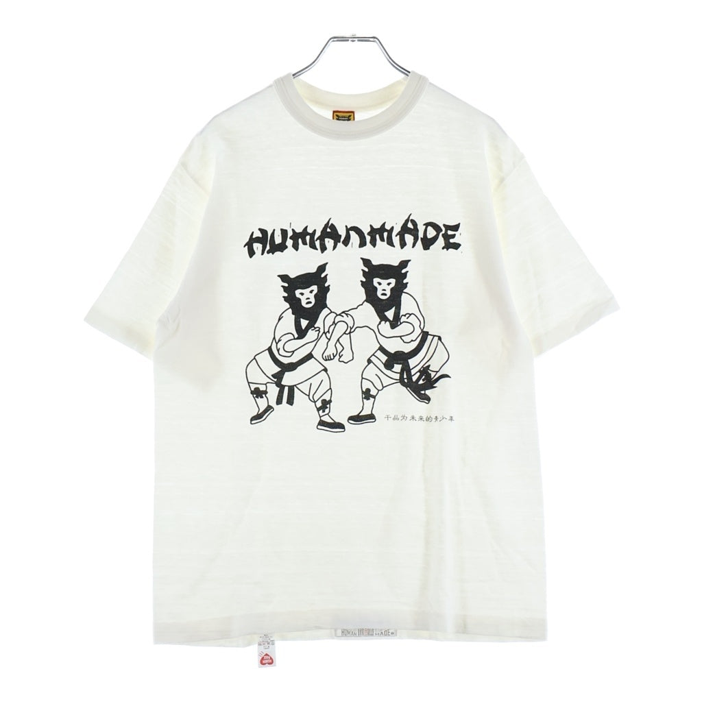 HUMAN MADE(ヒューマンメイド) KungFu T-Shirt フロントプリント クルーネック半袖Tシャツカットソー ホワイト HM11TE013