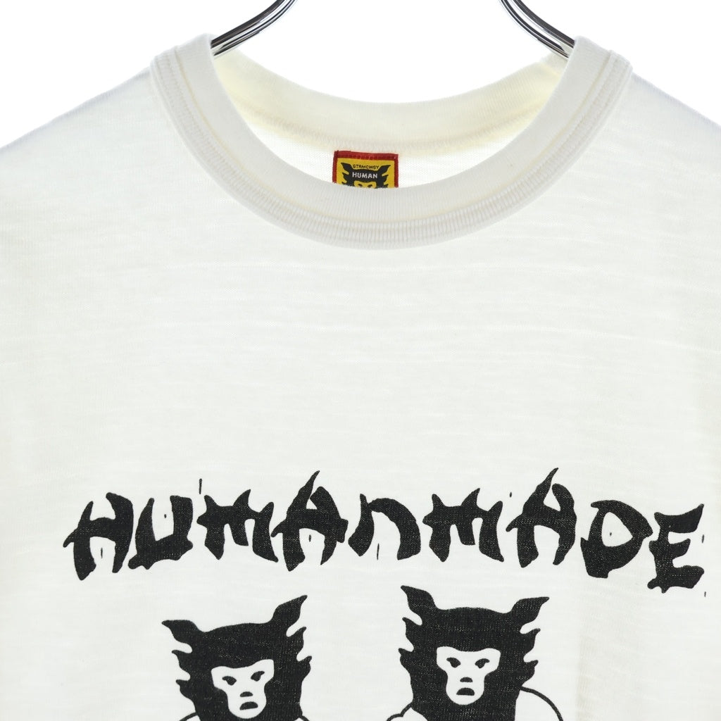 HUMAN MADE(ヒューマンメイド) KungFu T-Shirt フロントプリント クルーネック半袖Tシャツカットソー ホワイト HM11TE013