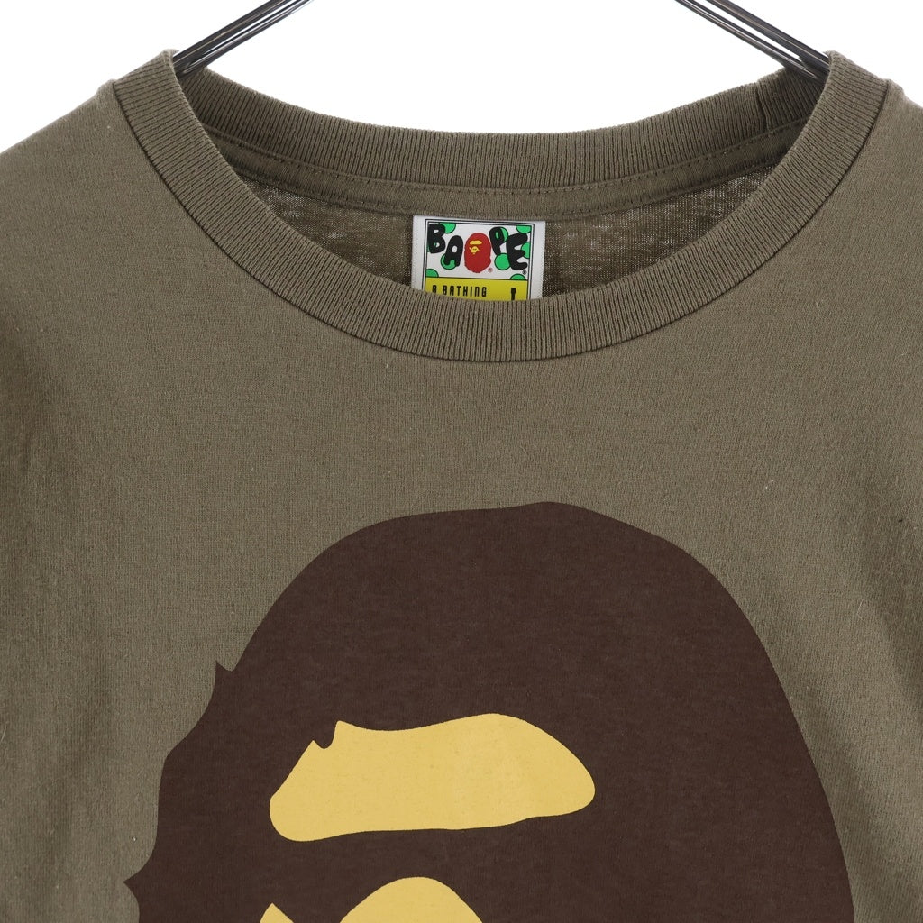 A BATHING APE(アベイシングエイプ) BIG APE HEAD TEE 両面プリント クルーネック半袖Tシャツカットソー ブラウン 001LTK301017M