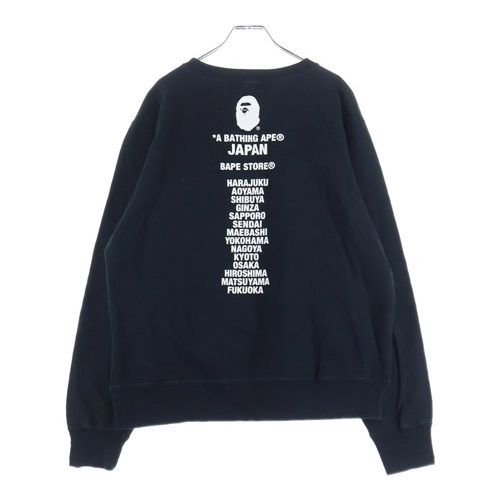 A BATHING APE(アベイシングエイプ) JAPAN APE HEAD CREWNECK 両面プリントクルーネック長袖スウェット ブラック 001SWK221003F