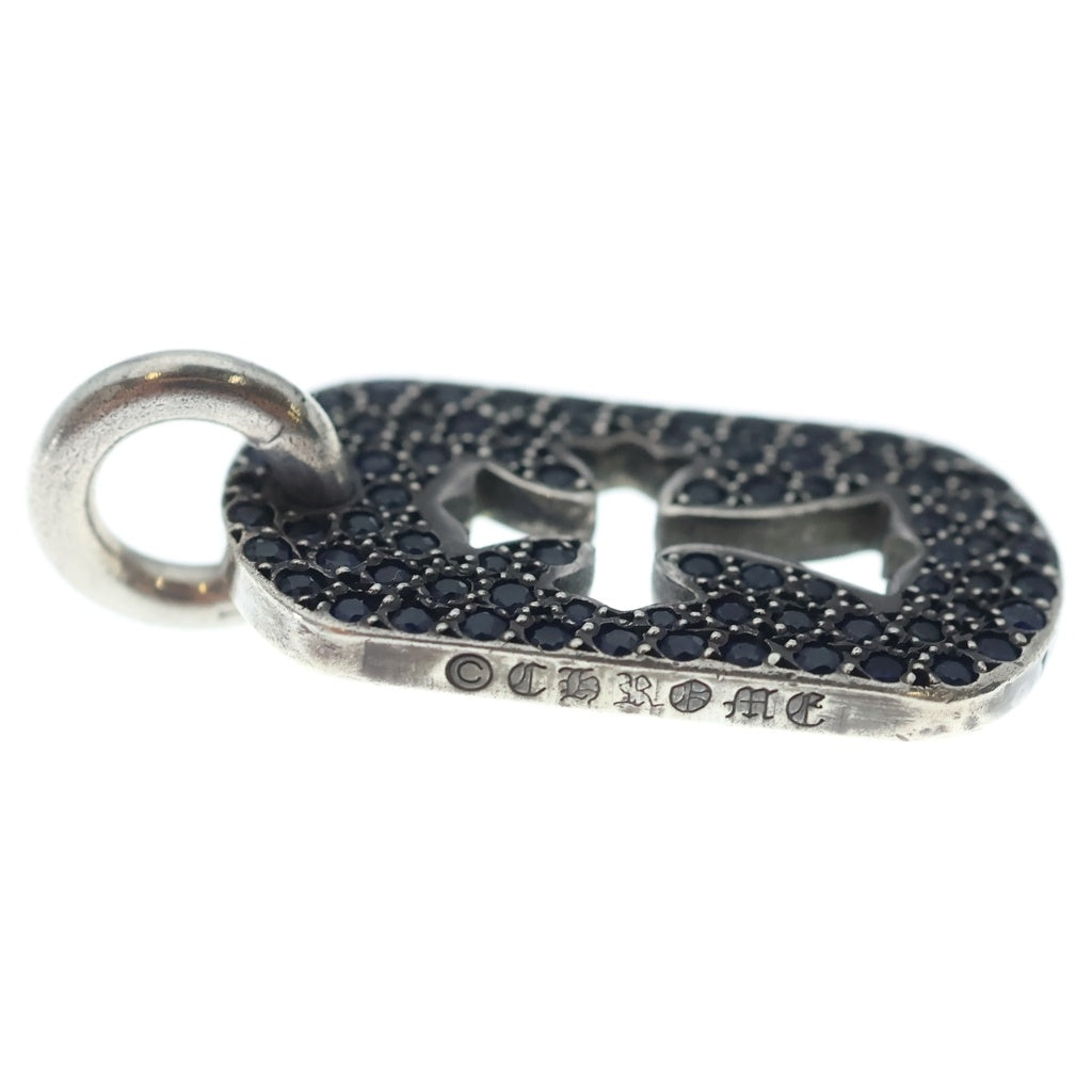 CHROME HEARTS(クロムハーツ) D TAG SML CO CRS P S カットアウトクロスドッグタグ アフターPAVEサファイア スモール ペンダントトップ シルバー