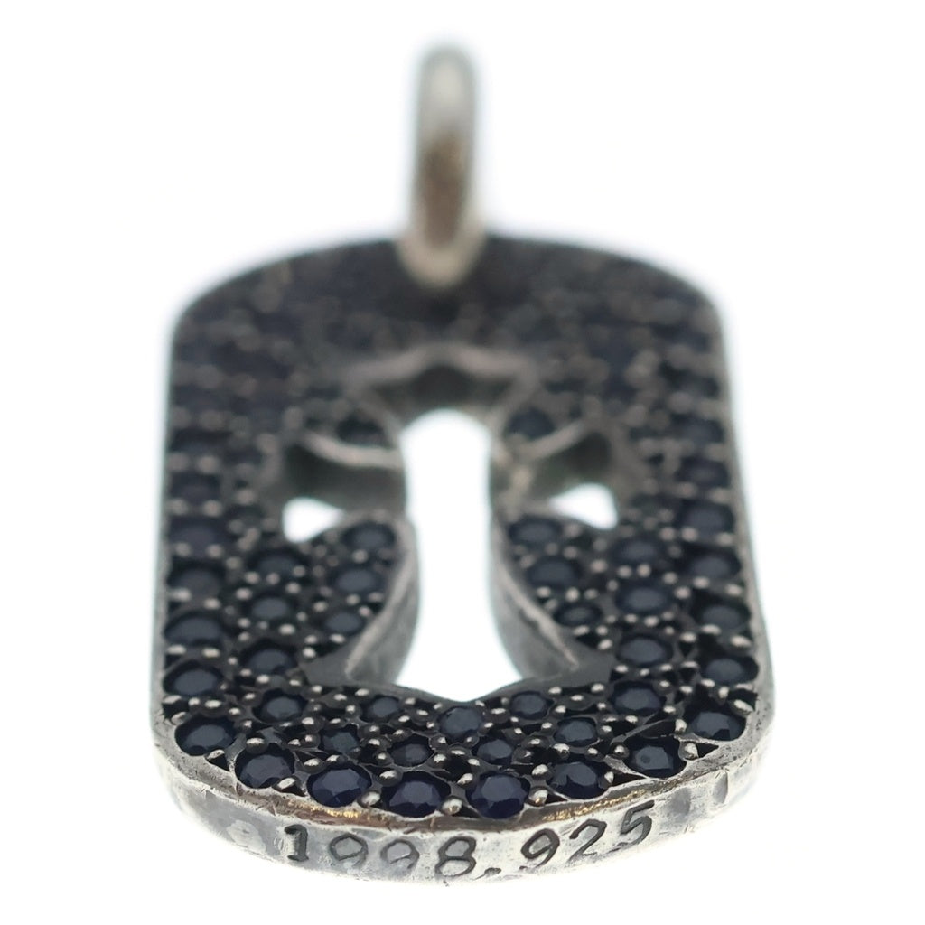 CHROME HEARTS(クロムハーツ) D TAG SML CO CRS P S カットアウトクロスドッグタグ アフターPAVEサファイア スモール ペンダントトップ シルバー