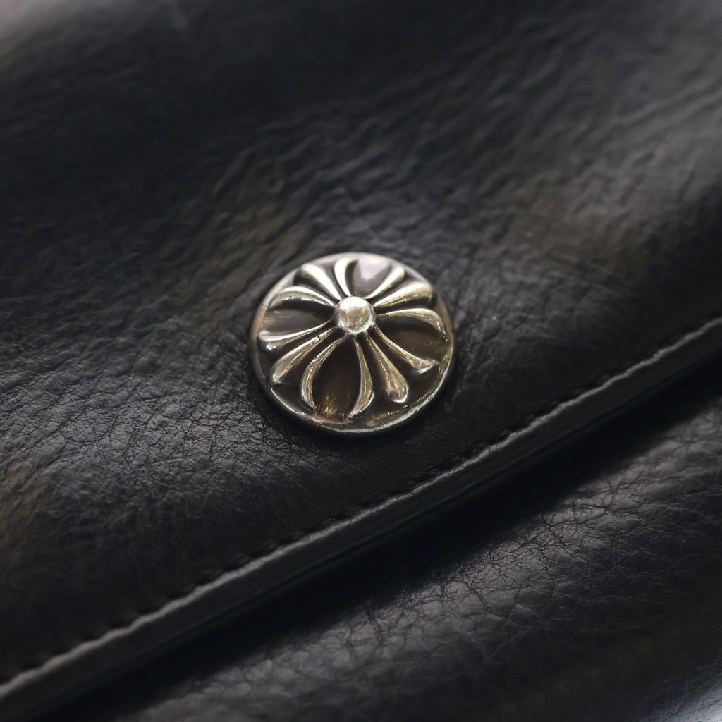 CHROME HEARTS(クロムハーツ) JUDY CROSS BALL ジュディ クロス ボール ボタン レザーウォレット 長財布 ブラック ‐