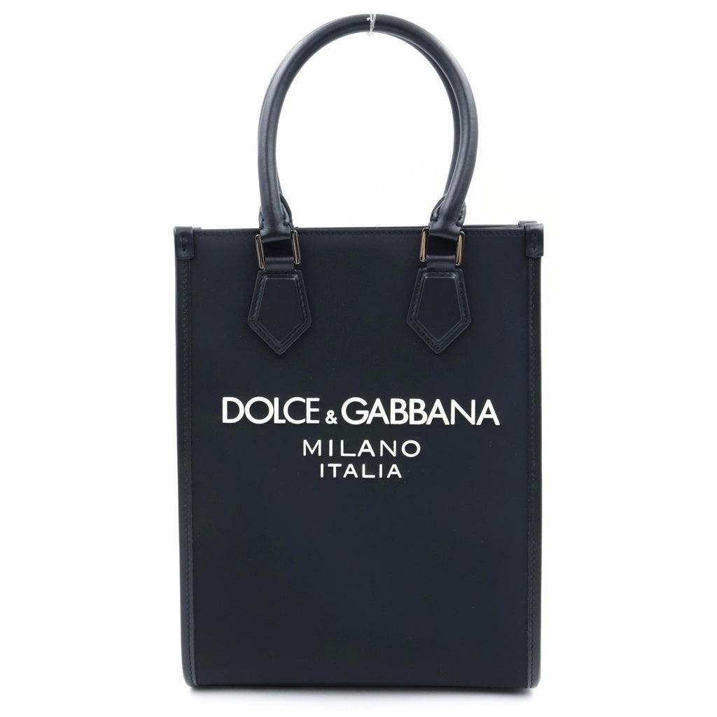 DOLCE & GABBANA(ドルチェアンドガッバーナ) ラバーロゴ ナイロン 2WAY ハンドバッグ ショルダーバッグ ブラック BM2123 AG182 レディース