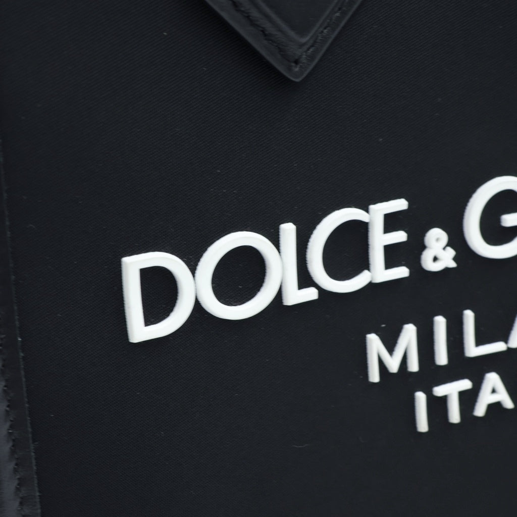 DOLCE & GABBANA(ドルチェアンドガッバーナ) ラバーロゴ ナイロン 2WAY ハンドバッグ ショルダーバッグ ブラック BM2123 AG182 レディース