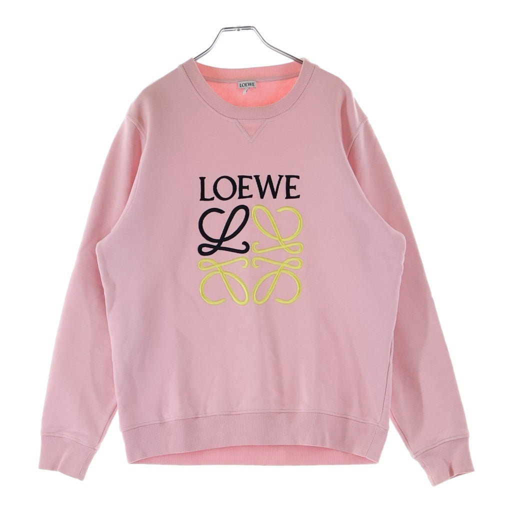 LOEWE(ロエベ) ANAGRAM SWEAT フロントアナグラムロゴ刺繍 クルーネック長袖スウェットトレーナー ピンク H6109900CR