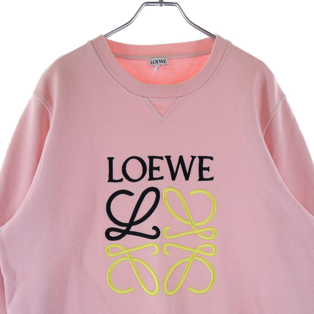 LOEWE(ロエベ) ANAGRAM SWEAT フロントアナグラムロゴ刺繍 クルーネック長袖スウェットトレーナー ピンク H6109900CR