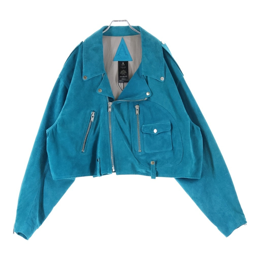 A LEATHER(エーレザー) 26SS SHORT MOTOR JACKET ショート モーター レザージャケット ブルー AUJ2608
