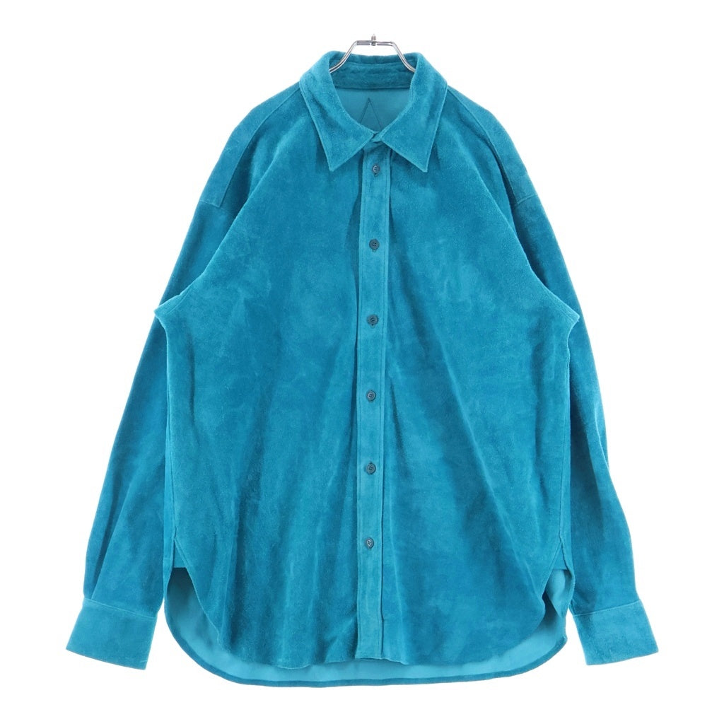 NO BRAND(ノーブランド) A LEATHER (エーレザー) 26SS Collar Shirt 長袖レザーシャツ ブルー ADS2604N