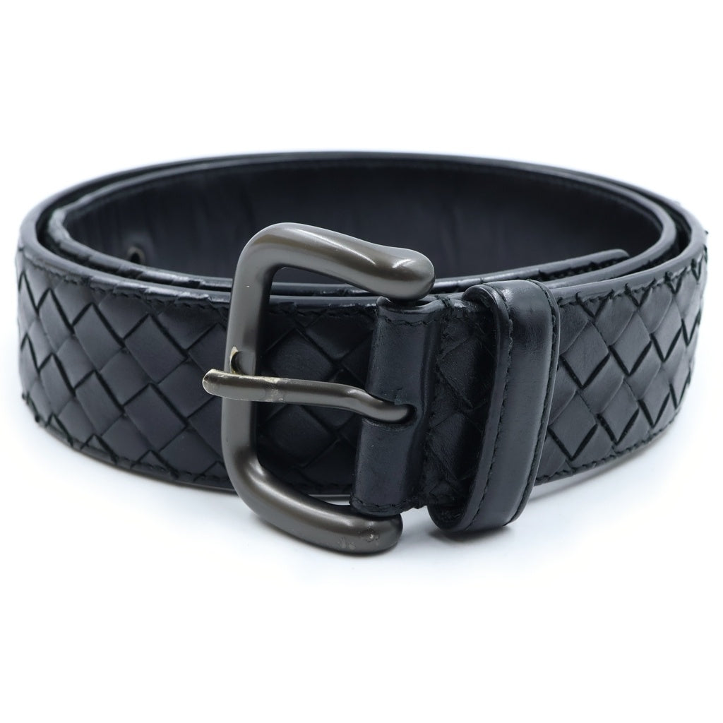 BOTTEGA VENETA(ボッテガヴェネタ) イントレチャート 編み込みレザーベルト ブラック