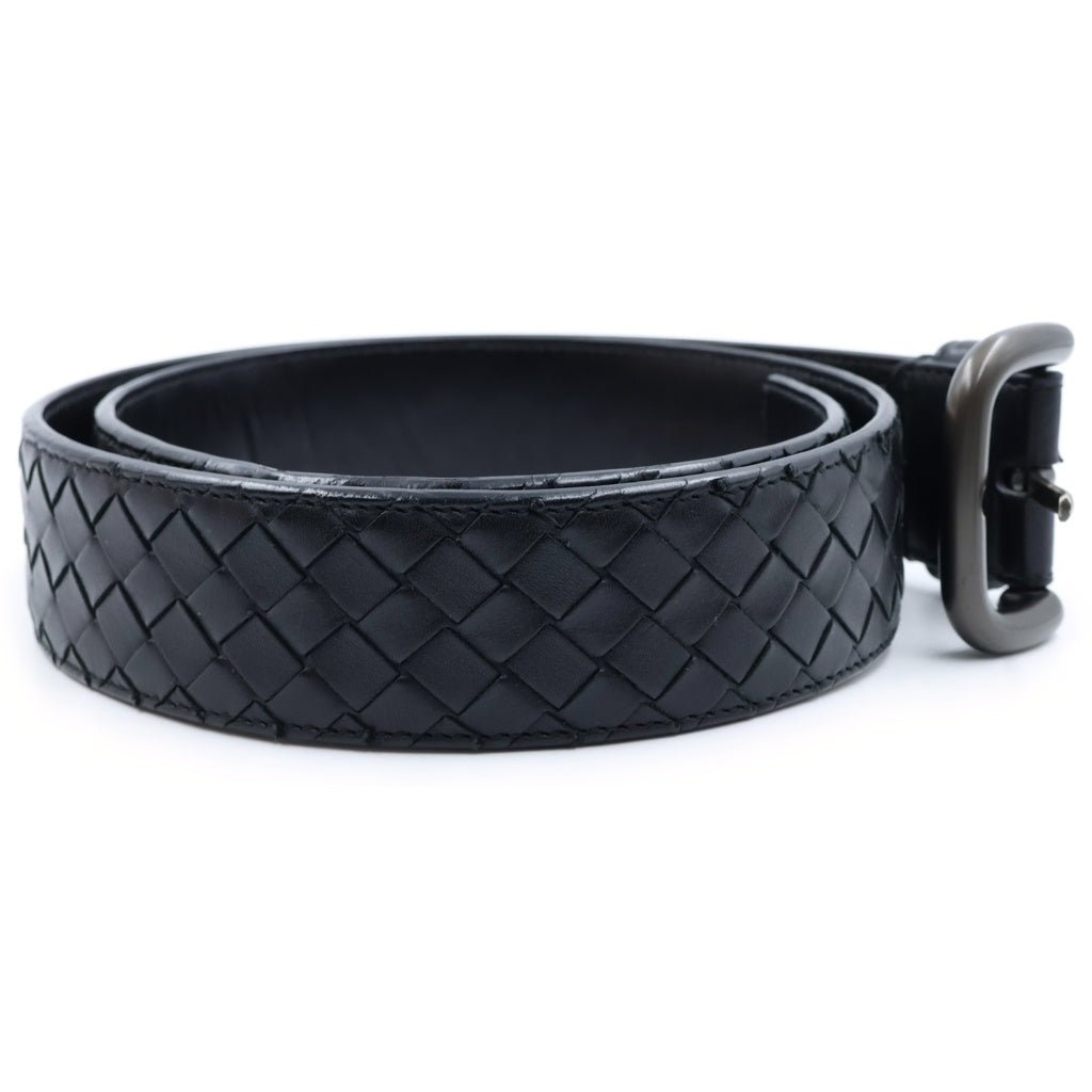 BOTTEGA VENETA(ボッテガヴェネタ) イントレチャート 編み込みレザーベルト ブラック