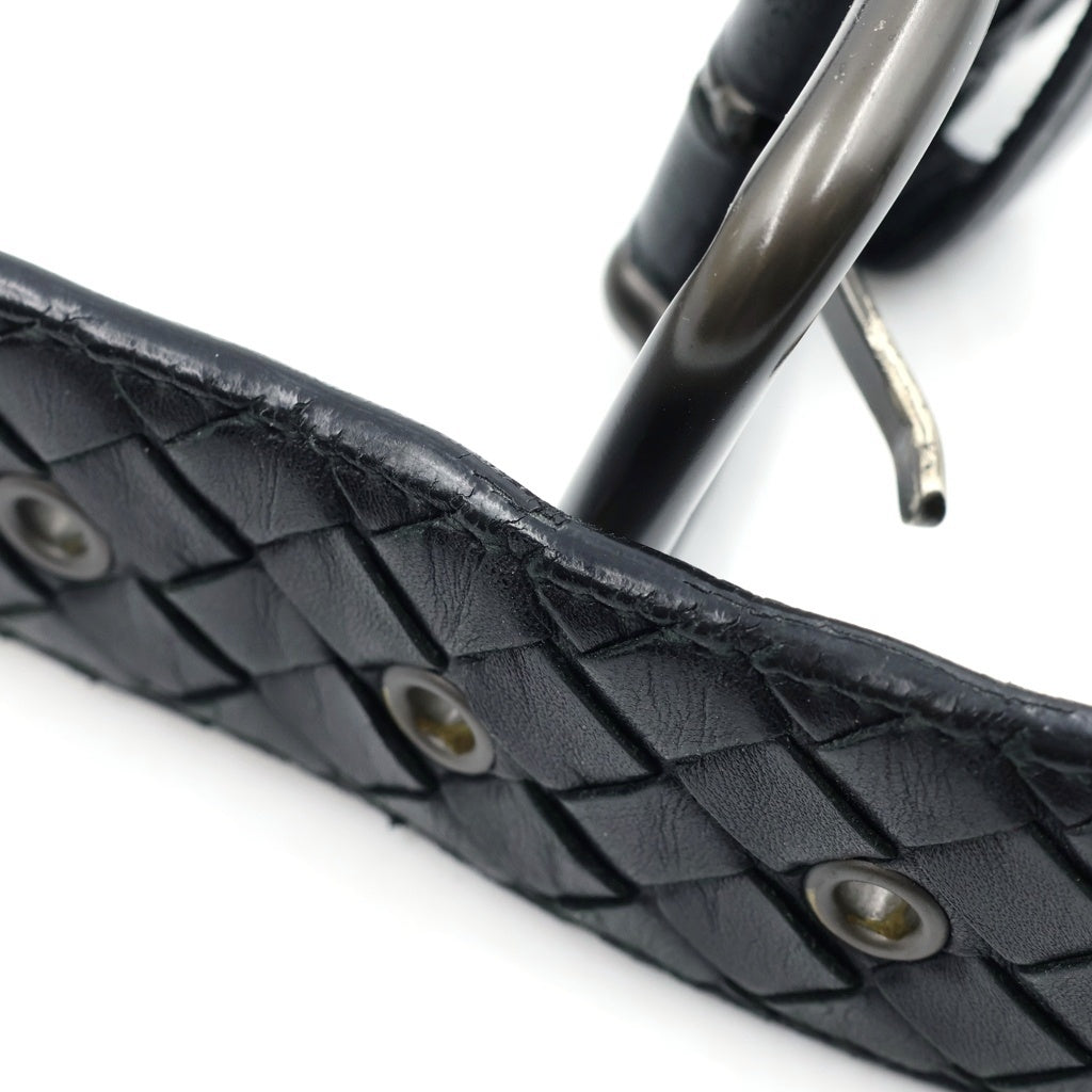 BOTTEGA VENETA(ボッテガヴェネタ) イントレチャート 編み込みレザーベルト ブラック