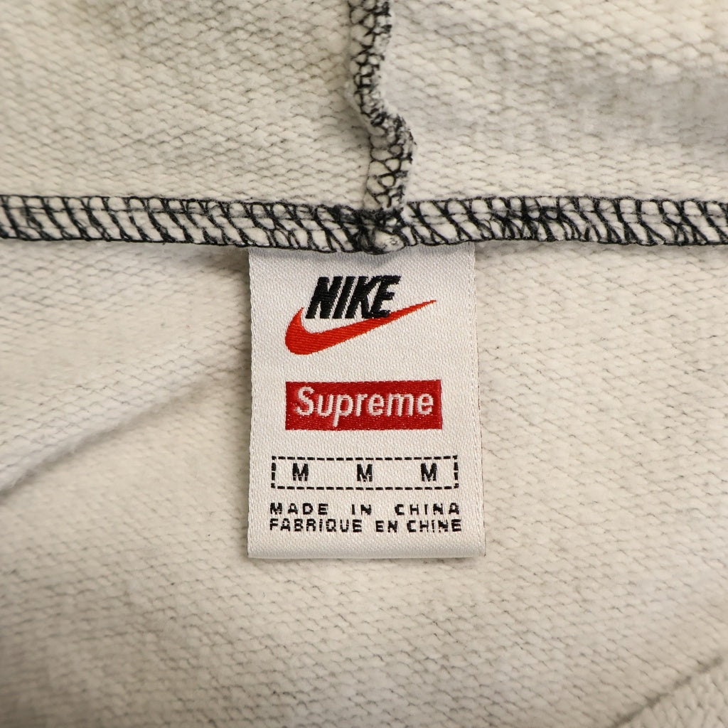 SUPREME(シュプリーム) 18AW ×NIKE Plaid Hooded Sweatshirt ×ナイキ ロゴ刺繍 チェック柄 フーデッドボタンダウンスウェットシャツ ブラック/ホワイト