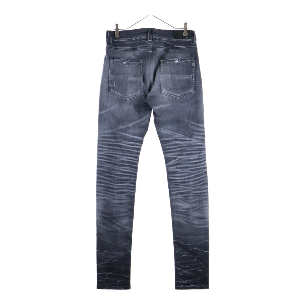 AMIRI(アミリ) ダメージ加工 ストレッチスキニーデニムパンツ ウォッシュブラック SRAW23MDS001SMRDSI0
