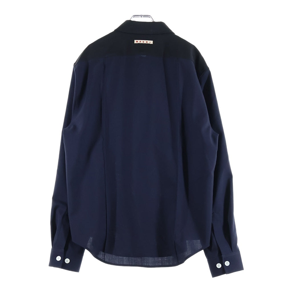 MARNI(マルニ) トロピカルウール ドッキング ロングスリーブ長袖シャツ ネイビー CUMU0368Q1 UTW839