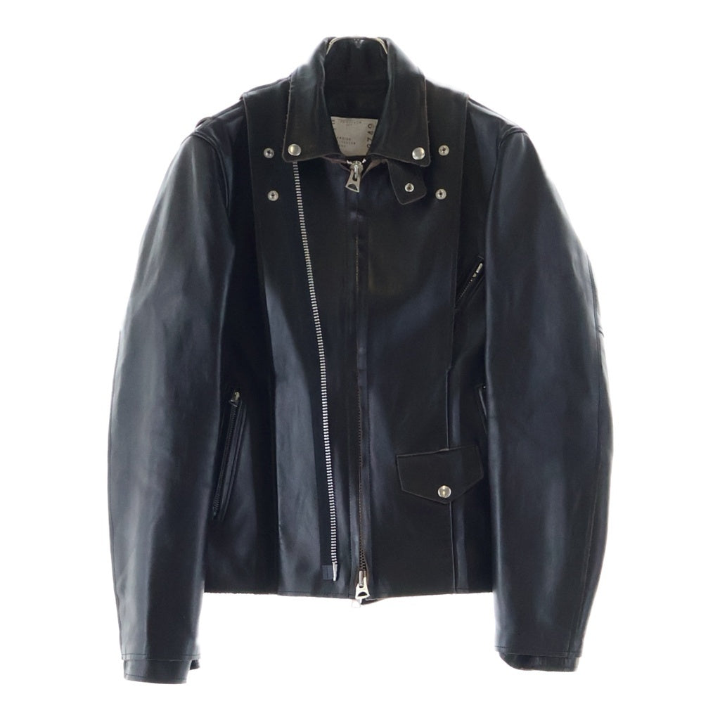 Sacai(サカイ) 25AW Leather Jacket フロントダブルジップ カウハイド ダブルライダース レザージャケット ブラック 25-03749M