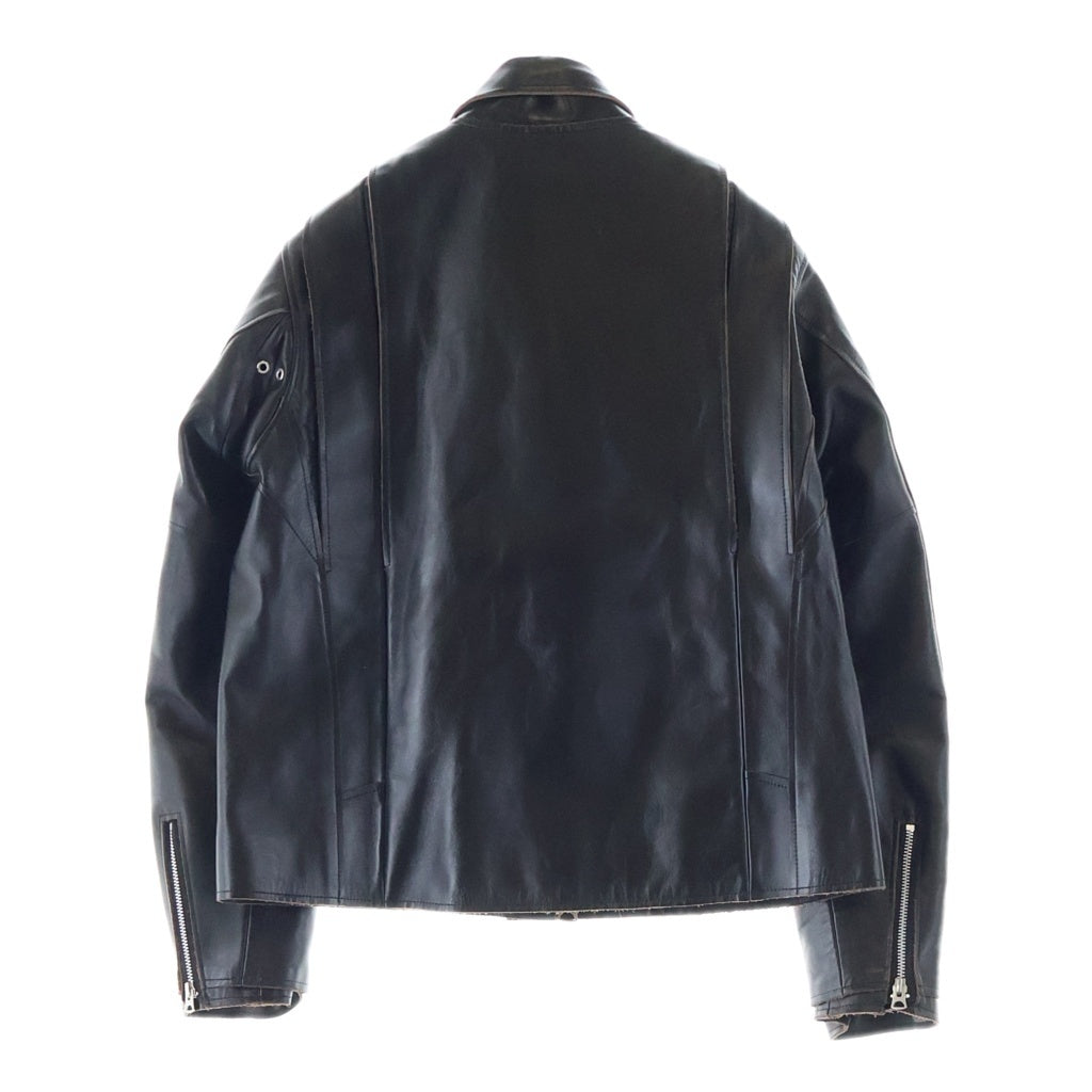 Sacai(サカイ) 25AW Leather Jacket フロントダブルジップ カウハイド ダブルライダース レザージャケット ブラック 25-03749M