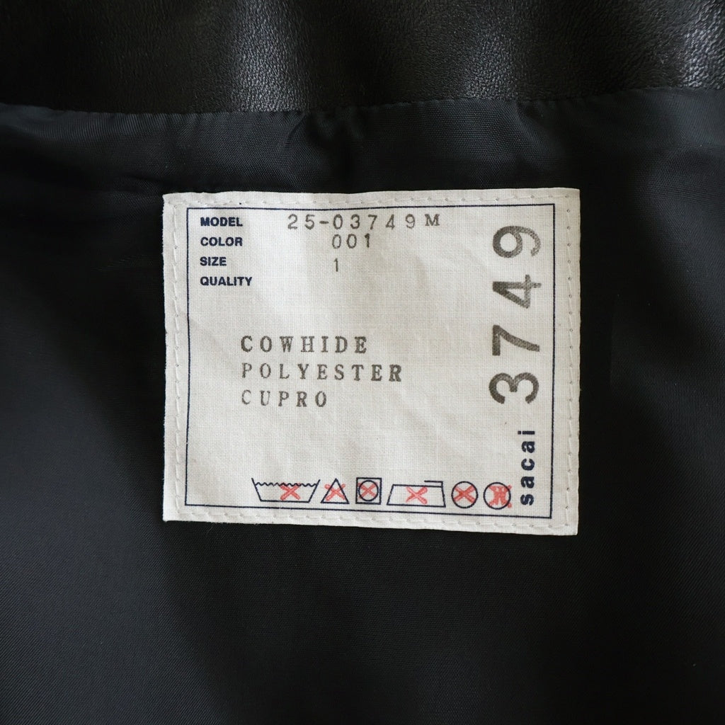 Sacai(サカイ) 25AW Leather Jacket フロントダブルジップ カウハイド ダブルライダース レザージャケット ブラック 25-03749M