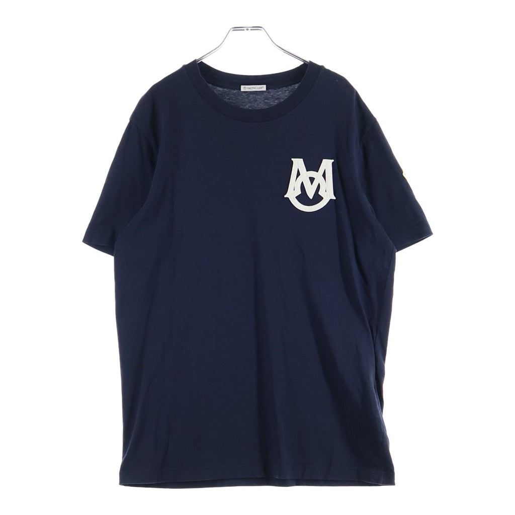 MONCLER(モンクレール) フロントロゴワッペン クルーネック半袖Tシャツカットソー ネイビー I20918C00004 8390T