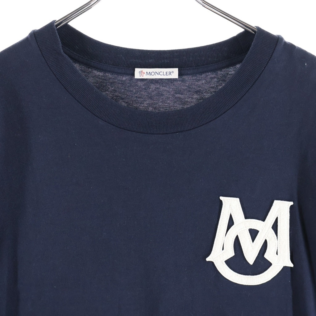MONCLER(モンクレール) フロントロゴワッペン クルーネック半袖Tシャツカットソー ネイビー I20918C00004 8390T