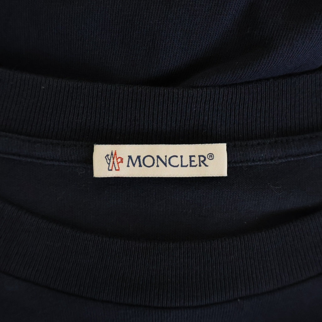 MONCLER(モンクレール) フロントロゴワッペン クルーネック半袖Tシャツカットソー ネイビー I20918C00004 8390T