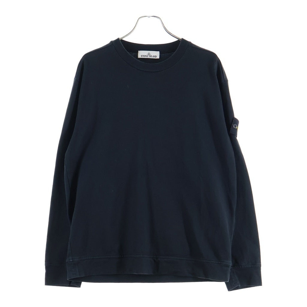 STONE ISLAND(ストーンアイランド) HEAVY COTTON JERSEY 袖ロゴパッチ付き クルーネック長袖Tシャツカットソー ブラック K1S156100043S0A50