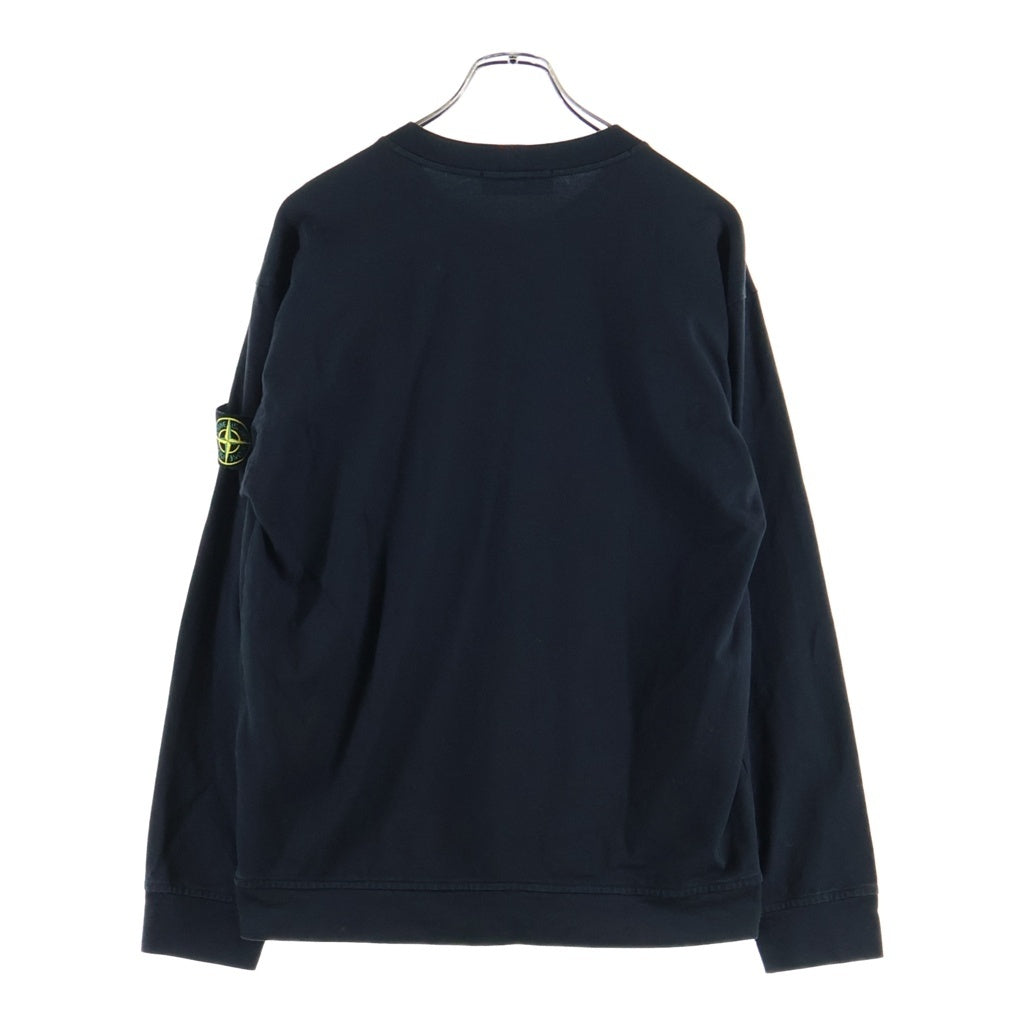 STONE ISLAND(ストーンアイランド) HEAVY COTTON JERSEY 袖ロゴパッチ付き クルーネック長袖Tシャツカットソー ブラック K1S156100043S0A50